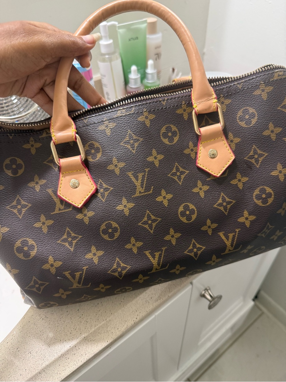 Louis Vuitton Monogram Canvas Top-Handle Satchel in Brown and Tan